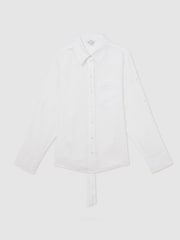 Reiss White Leora Linen Tie-Back Shirt - Image 2 of 6