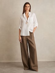 Reiss White Leora Linen Tie-Back Shirt - Image 3 of 6