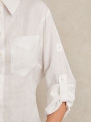 Reiss White Leora Linen Tie-Back Shirt - Image 4 of 6
