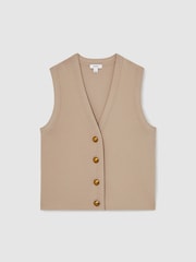 Reiss Neutral Gaia Knitted Button Through Vest - Image 2 of 6