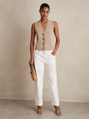 Reiss Neutral Gaia Knitted Button Through Vest - Image 3 of 6