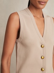 Reiss Neutral Gaia Knitted Button Through Vest - Image 4 of 6