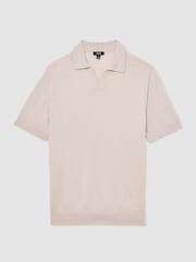 Beige - Reiss Duchie Merino Wool Open-Collar Polo Shirt - Bild 2 von 6