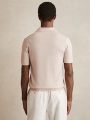 Beige - Reiss Duchie Merino Wool Open-Collar Polo Shirt - Bild 5 von 6