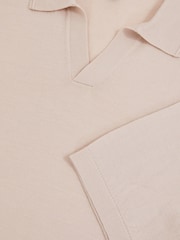 Beige - Reiss Duchie Merino Wool Open-Collar Polo Shirt - Bild 6 von 6