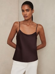 Reiss Burgundy Corey Silk Cami Top - Image 3 of 6