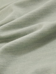 Reiss Sage Green Melange Duchie Merino Wool Open-Collar Polo Shirt - Image 6 of 6
