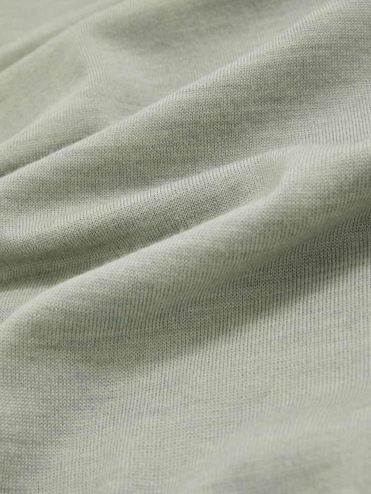 Reiss Sage Green Melange Duchie Merino Wool Open-Collar Polo Shirt - Image 6 of 6