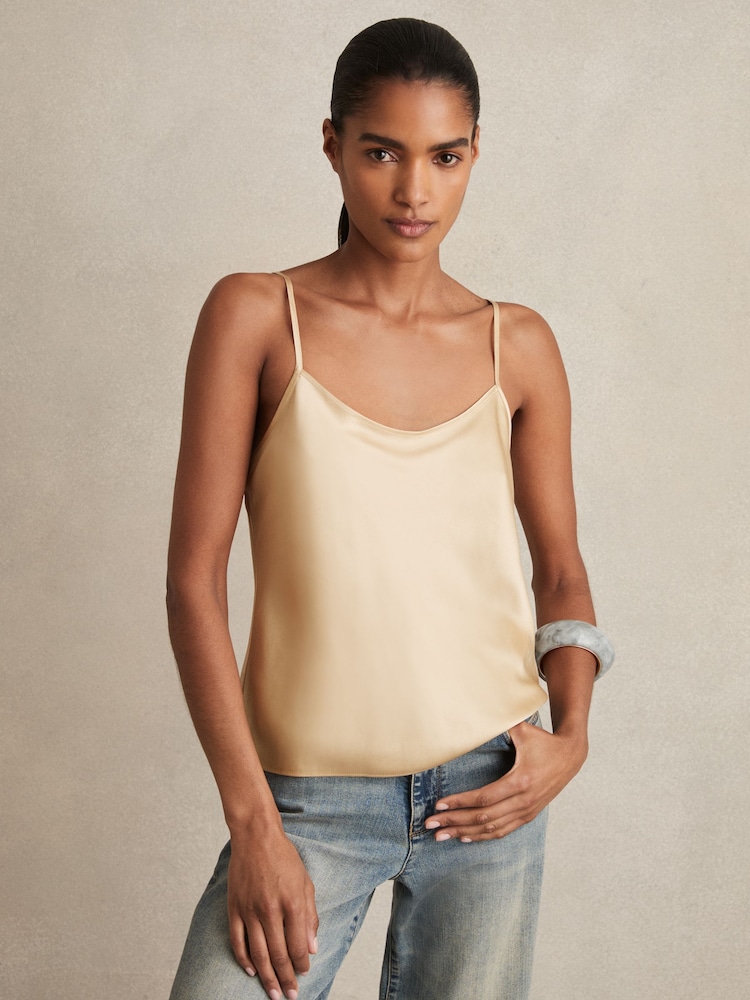 Reiss Gold Corey Silk Cami Top - Image 1 of 5