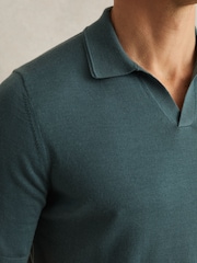 Reiss Orion Blue Duchie Merino Wool Open-Collar Polo Shirt - Image 3 of 5