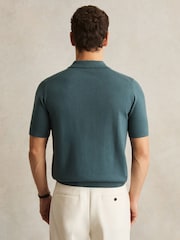 Reiss Orion Blue Duchie Merino Wool Open-Collar Polo Shirt - Image 4 of 5