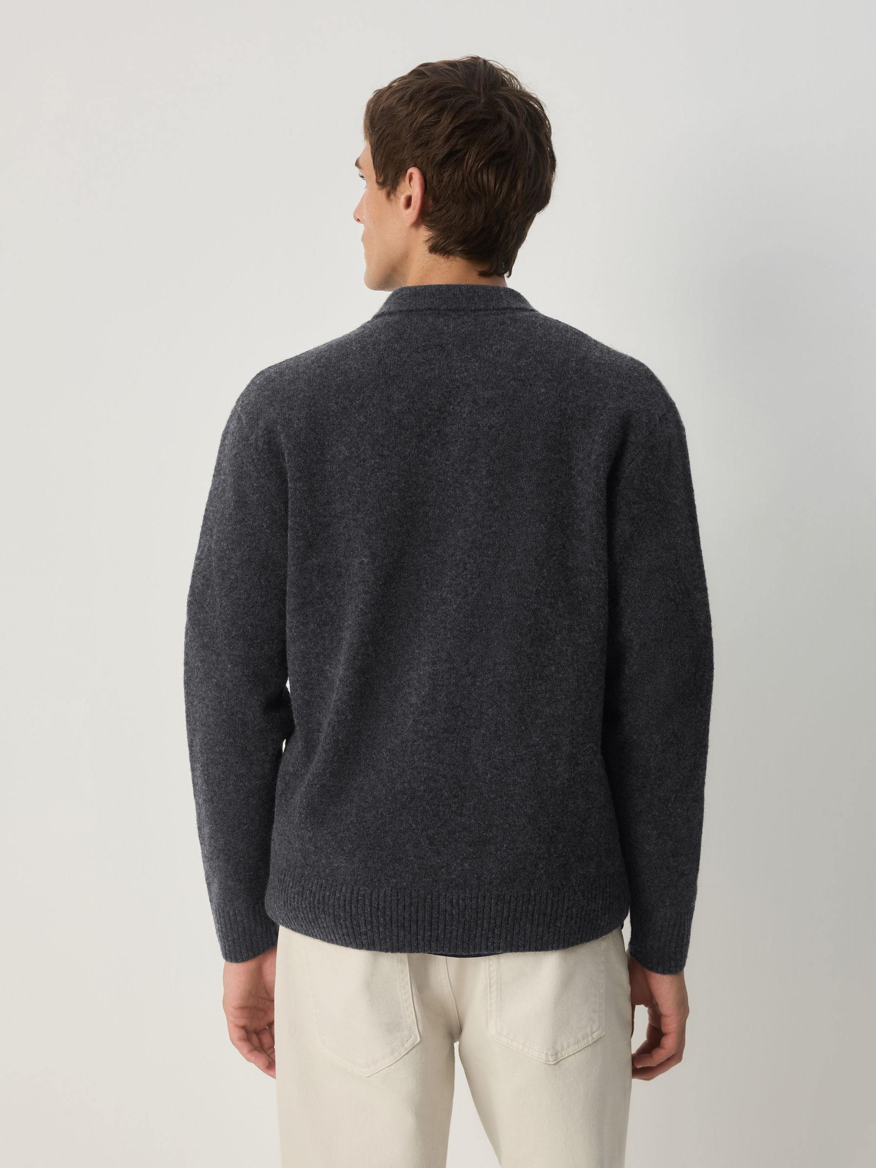 COLN カーディガンPardus Cardigan Gray Buy Charcoal Grey Plain Relaxed Fit Cosy Zip Through Collared