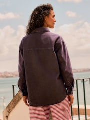 Berry Red Oversize Denim Shirt - Image 4 of 8