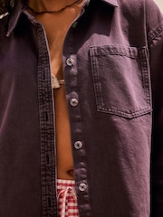 Berry Red Oversize Denim Shirt - Image 5 of 8