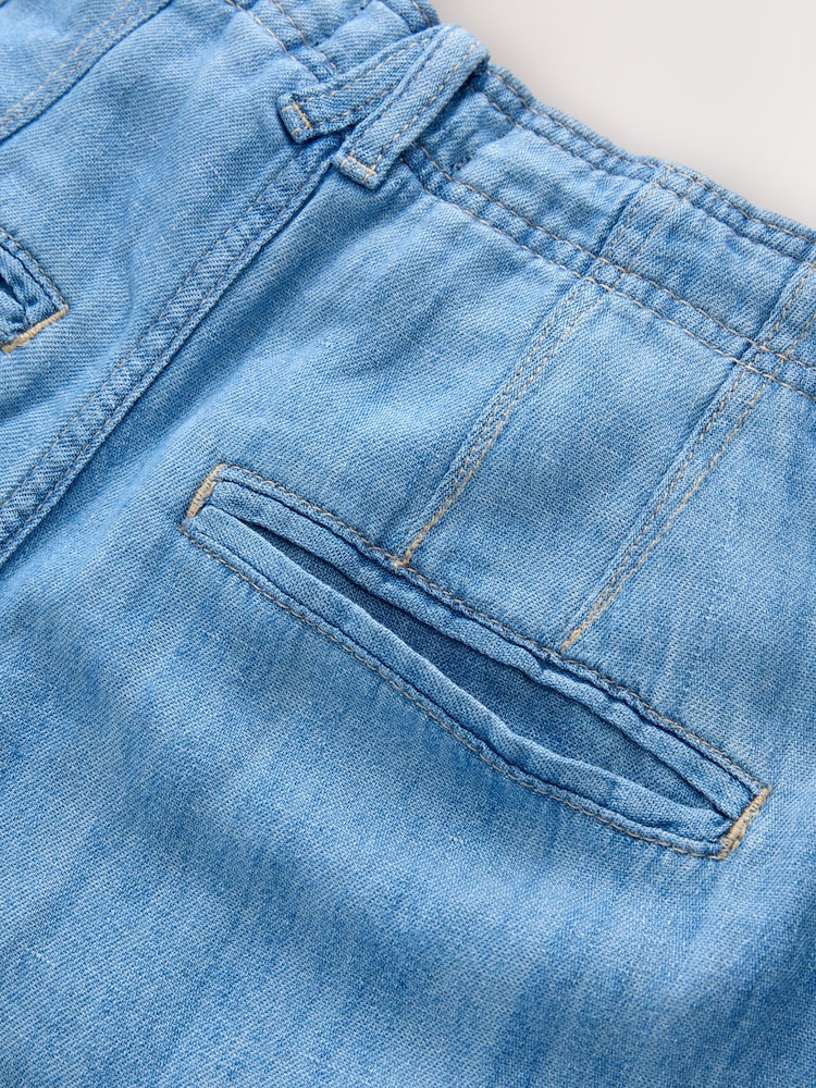 Mid Blue Utility Lightweight Rope Waist Denim Crops Jeans - Image 2 of 2