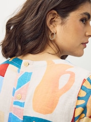 White/Sunshine Print Short Sleeve Boxy T-Shirts 2 Pack with Linen - Image 4 of 11