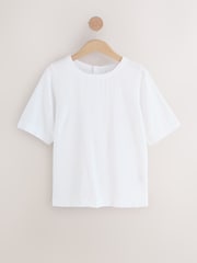 White/Sunshine Print Short Sleeve Boxy T-Shirts 2 Pack with Linen - Image 6 of 11
