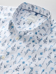 White Blue Floral Print Regular Fit Long Sleeve Shirt - Image 7 of 8