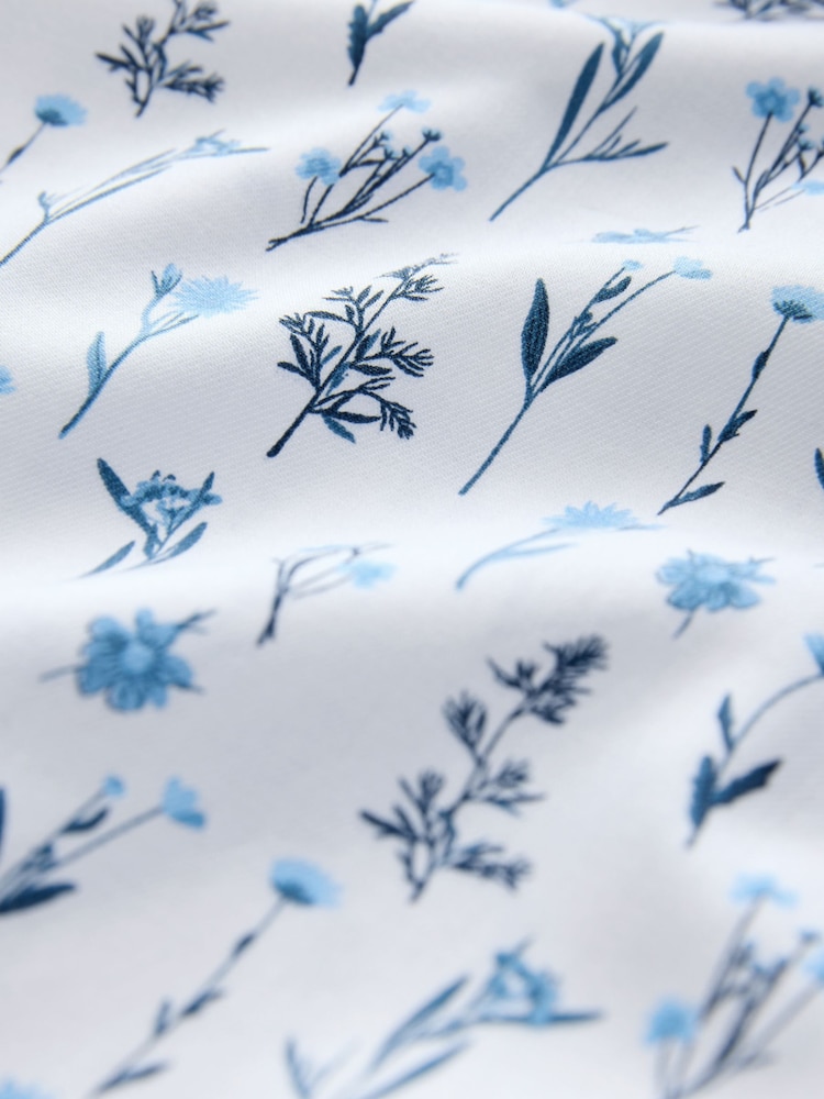 White Blue Floral Print Regular Fit Long Sleeve Shirt - Image 8 of 8 White Blue Floral Print Regular Fit Long Sleeve Shirt - Image 8 of 8