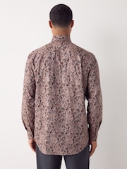 Neutral Brown Floral Regular Fit Long Sleeve Shirt - Image 3 of 9