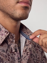 Neutral Brown Floral Regular Fit Long Sleeve Shirt - Image 5 of 9