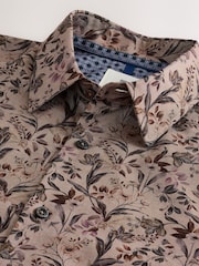 Neutral Brown Floral Regular Fit Long Sleeve Shirt - Image 9 of 9