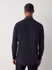 Black/Gold Collar Regular Fit Smart Trimmed Long Sleeve Party Shirt - Image 3 of 10