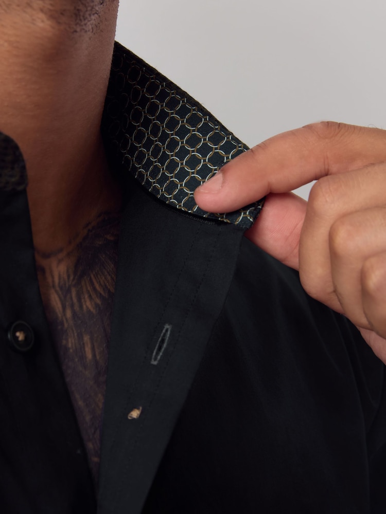 black dress shirt with gold collar Buy Black/Gold Regular Fit Smart Trimmed Long Sleeve Party from the Next UK online shop TBXPHEME0426