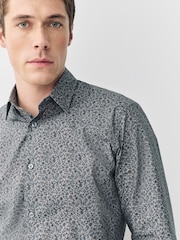 رمادي مشجر - Long Sleeve Liberty Print 100% Cotton Shirt - صورة 4 من 5