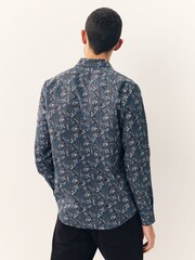 Navy Meadow Floral Regular Fit Long Sleeve Print Shirt - Image 3 of 8