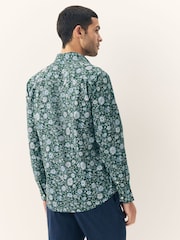 Dark Green Ditsy Regular Fit Long Sleeve Print Shirt - Image 3 of 7
