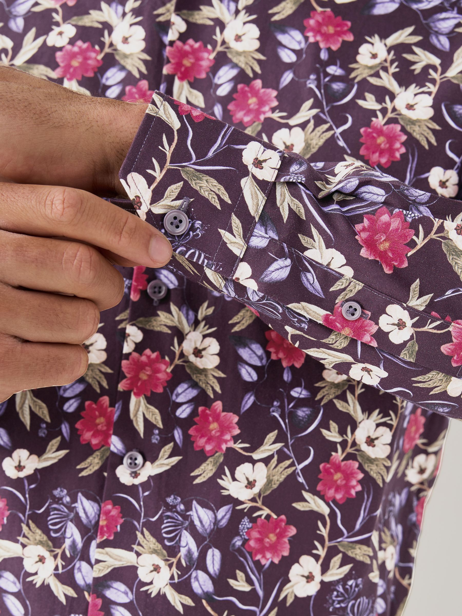 Buy Purple Floral Kew Garden Long Sleeve Shirt from the Next UK
