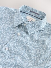 White Blue Paisley Long Sleeve Liberty Print Shirt - Image 2 of 4