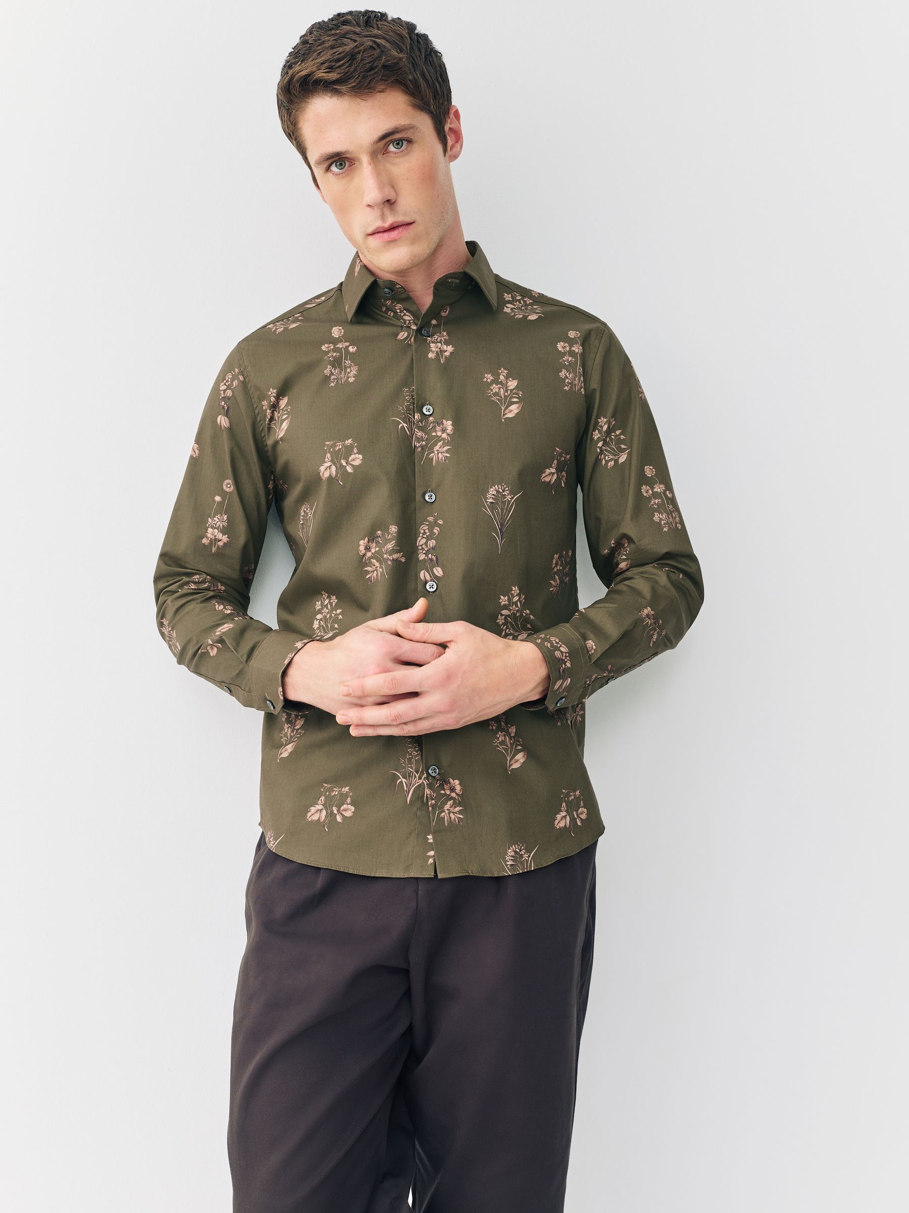 Buy Green Floral Kew Garden Long Sleeve Shirt from Next USA