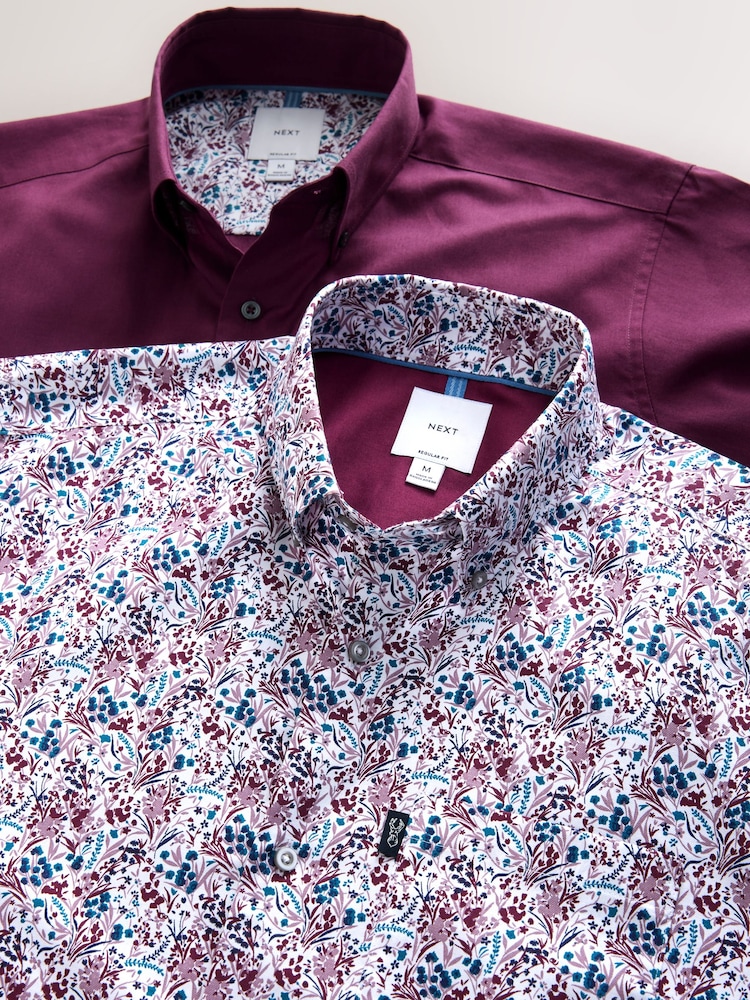 Raspberry Pink/ White Ditsy Long Sleeve Oxford Shirts 2 Pack - Image 11 of 11 Raspberry Pink/ White Ditsy Long Sleeve Oxford Shirts 2 Pack - Image 11 of 11