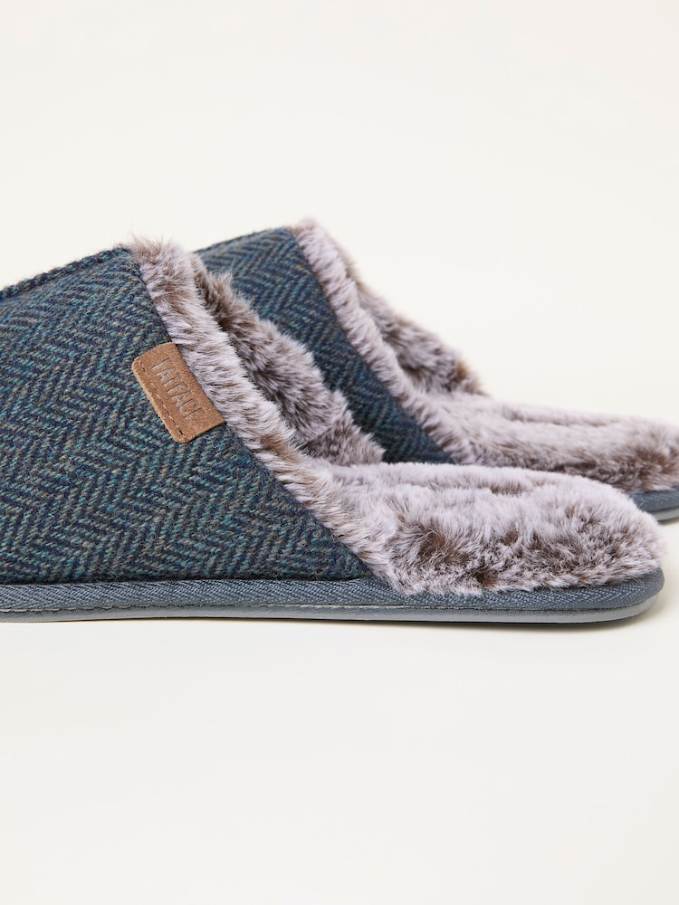 FatFace Harvey Blue Check Mule - Image 2 of 3 FatFace Harvey Blue Check Mule - Image 2 of 3