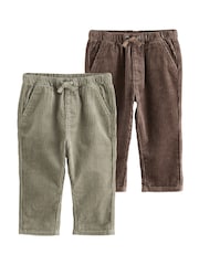 Brown/Sage Green - Corduroy Pull On Trousers 2 Pack (3mths-7yrs) - Bild 6 von 7