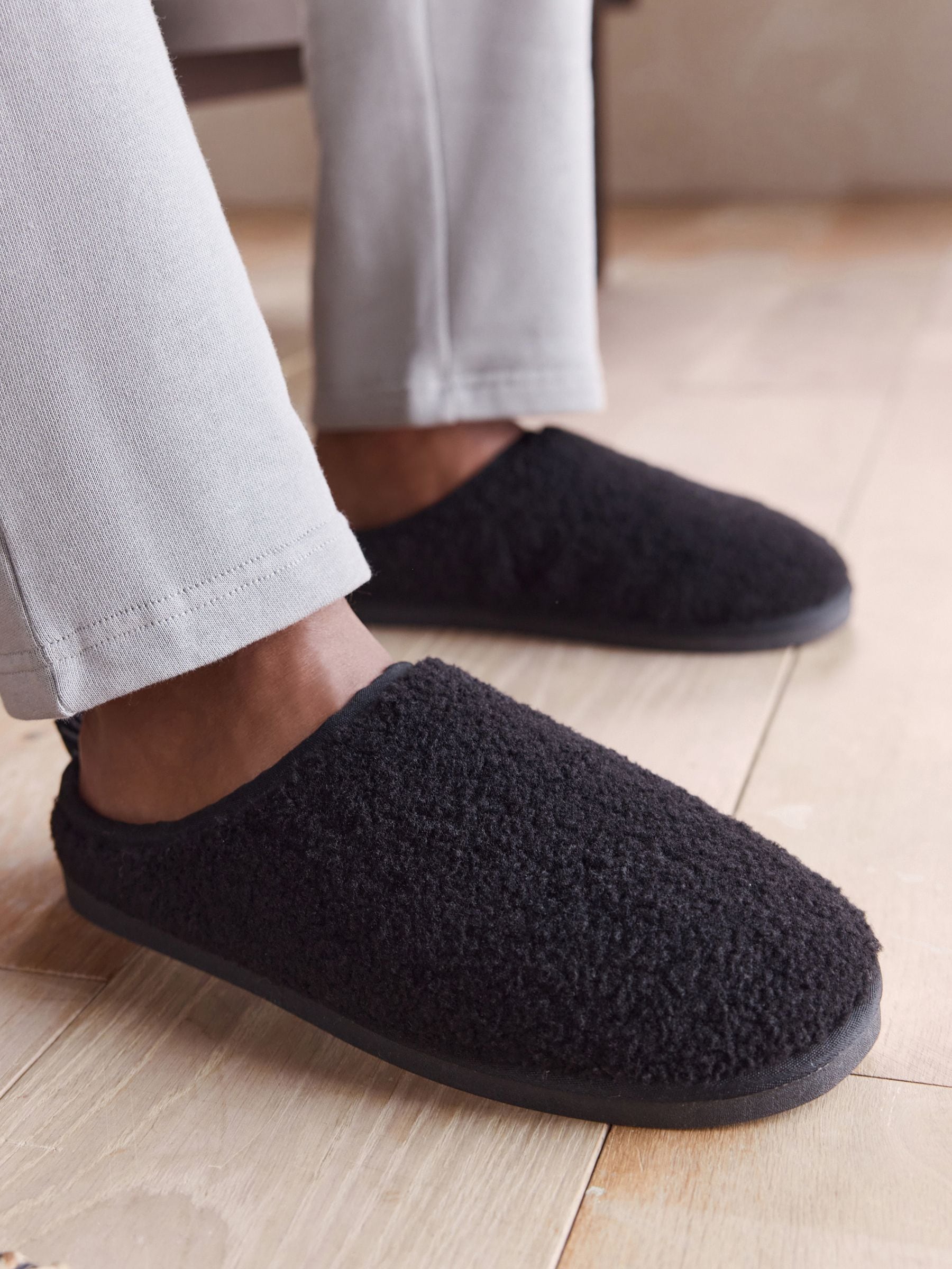 Buy Black Borg Mule Slippers from Next USA
