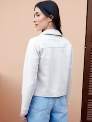 Threadbare Cream Cropped Button Up Suedette Shacket - Image 2 of 4