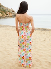 Threadbare Cream 100% Cotton Jersey Bandeau Maxi Dress with Pockets - Image 4 of 4