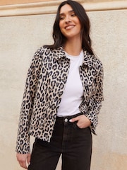 Threadbare Natural Cropped Button Up Suedette Shacket - Image 1 of 4