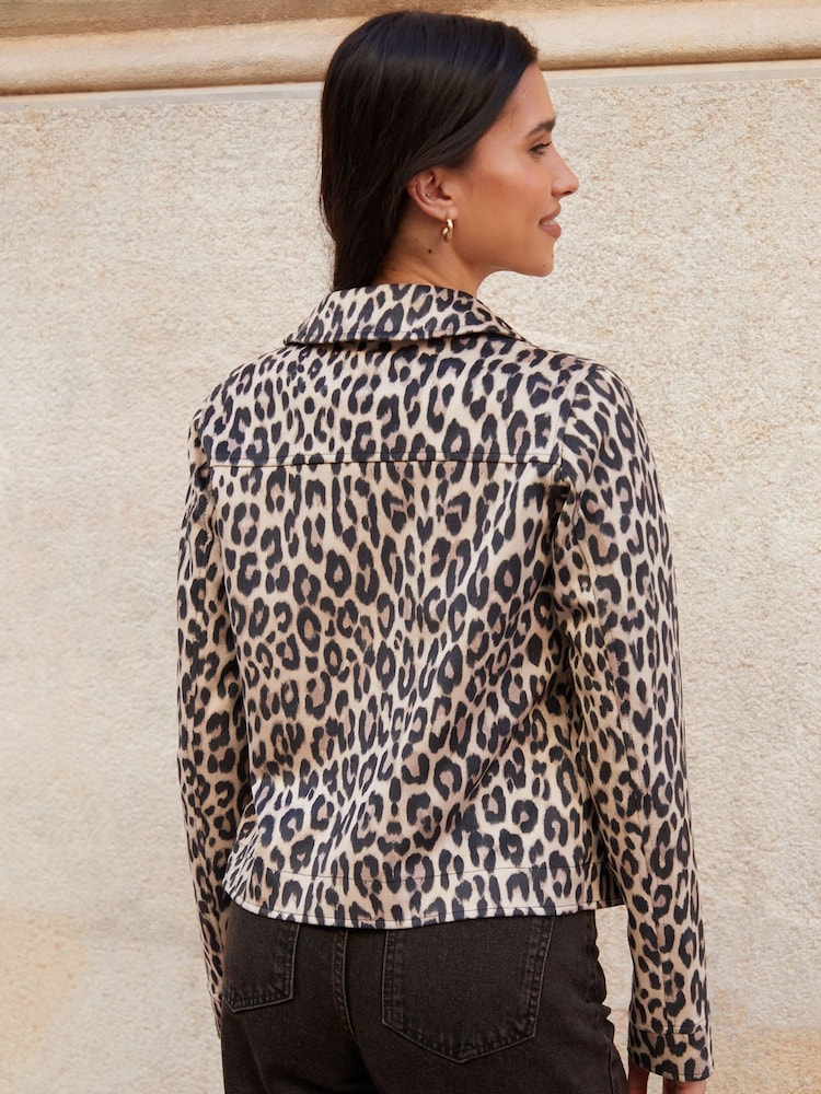 Threadbare Natural Cropped Button Up Suedette Shacket - Image 2 of 4