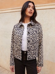Threadbare Natural Cropped Button Up Suedette Shacket - Image 4 of 4