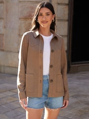 Threadbare Brown Yoke Detail Suedette Shacket - Image 5 of 5