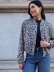Threadbare Natural Bubble Hem Suedette Bomber Jacket - Image 1 of 5