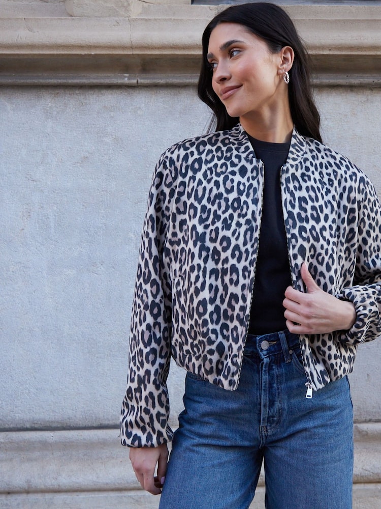 Threadbare Natural Bubble Hem Suedette Bomber Jacket - Image 1 of 5