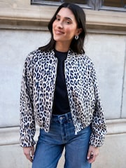 Threadbare Natural Bubble Hem Suedette Bomber Jacket - Image 2 of 5
