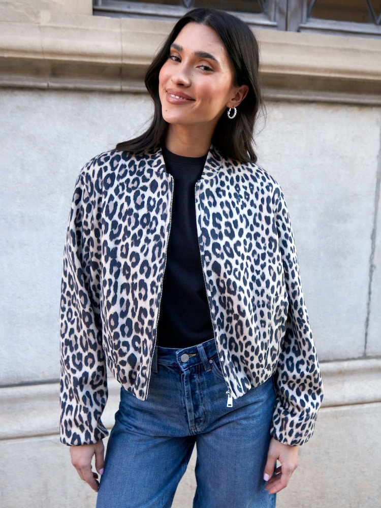 Threadbare Natural Bubble Hem Suedette Bomber Jacket - Image 2 of 5