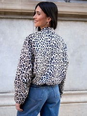 Threadbare Natural Bubble Hem Suedette Bomber Jacket - Image 3 of 5