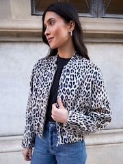 Threadbare Natural Bubble Hem Suedette Bomber Jacket - Image 5 of 5